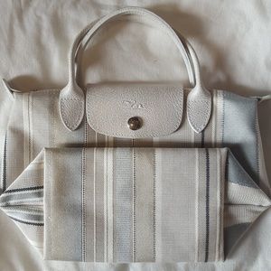 Longchamp Small Striped Le Pliage Tote NEW
